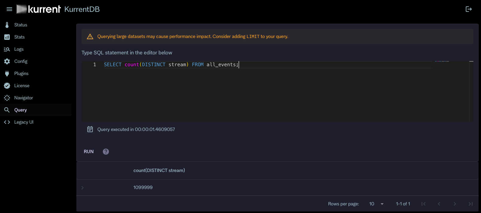 Embedded UI Query example